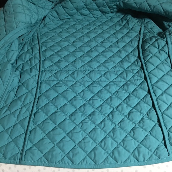 Green teal Puffer  Pendleton diamond quilted jacket Sz Sm Zip front NWOT - Picture 4 of 9
